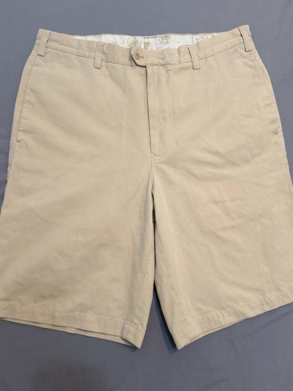 Nat Nast Men's Size 34 Beige Flat-Front Cotton Shorts - Picture 13 of 13